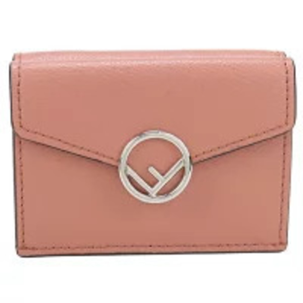 Fendi Tri fold Wallet Compact F Pink